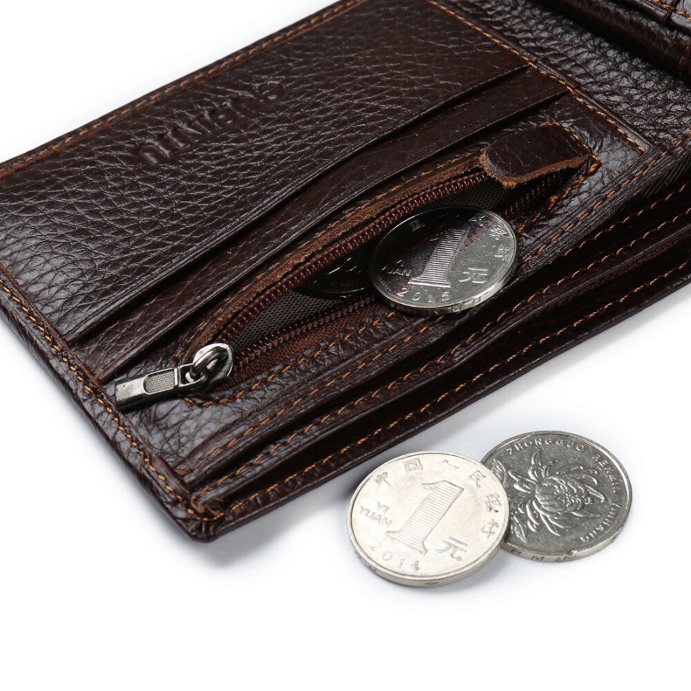 GUBINTU Genuine Leather Men Wallets Coin Pocket Zipper Real Men's Leather Wallet with Coin High Quality Male Purse cartera