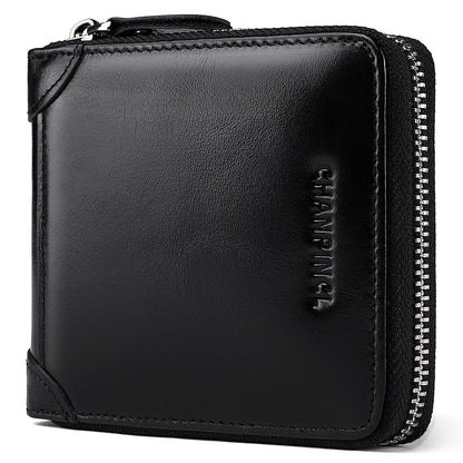 Men's Wallet Leather Zero Purse Zipper Wallet Horizontal Multi-Function Gift Box Wallet