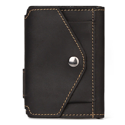 Credit Card Sleeve Retro Crazy Horse Leather RFID Anti-theft Card Holder Multifunctional Automatic Receiving Leather Card Box