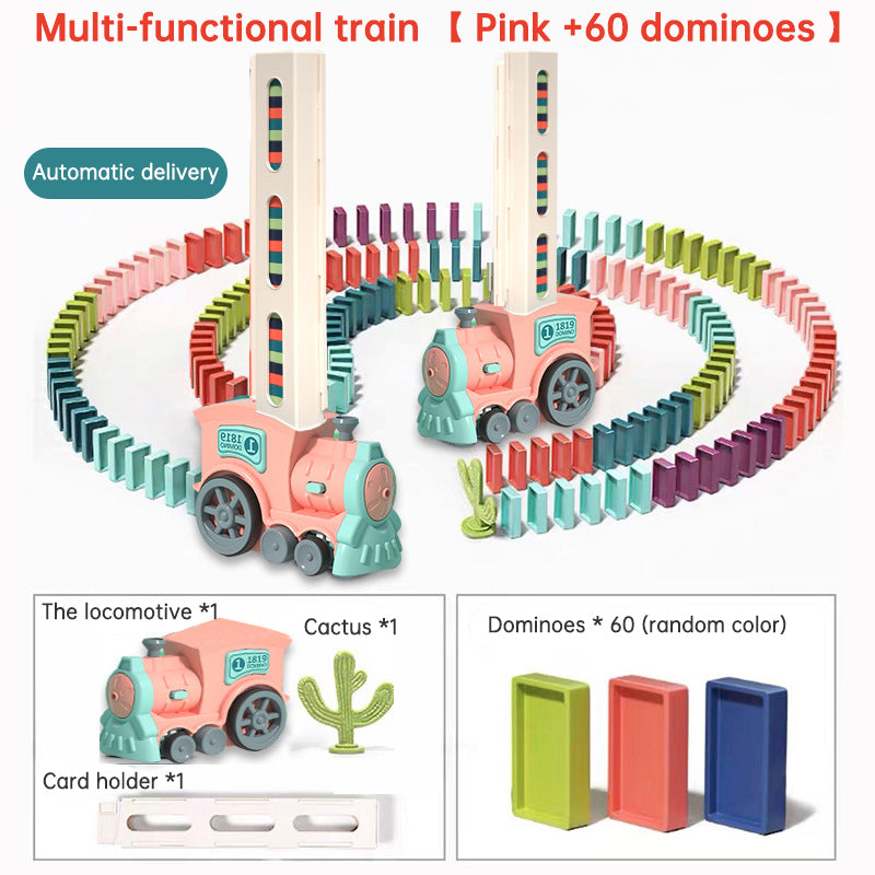 Hot Sale Development Train Toys Colored Dominoes Set 40/60/80/100 Electric Automatic Domino Train Toy