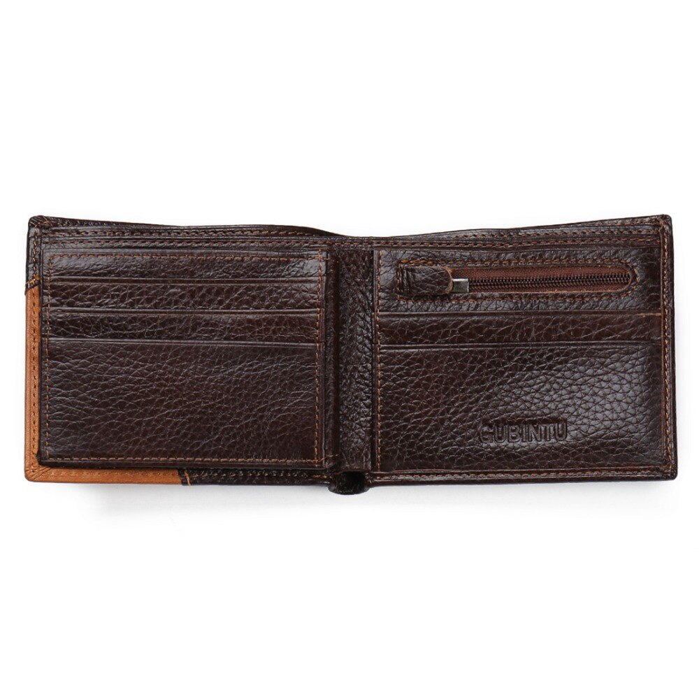 GUBINTU Genuine Leather Men Wallets Coin Pocket Zipper Real Men's Leather Wallet with Coin High Quality Male Purse cartera