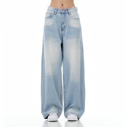 Women's-Ice Blue High Waist Basic Jeans for Teenagers and Adults