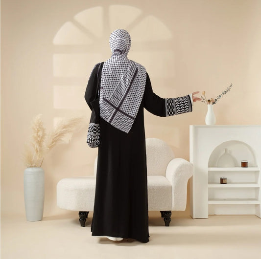 Keffiyeh Style Abaya with Crossbody Bag