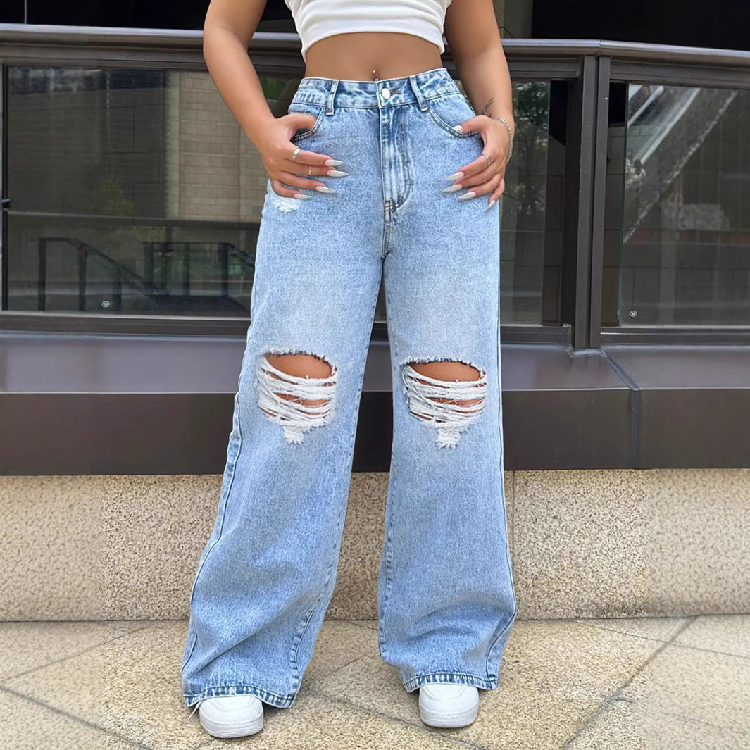 Women's High Waist Wide Leg Denim Jeans