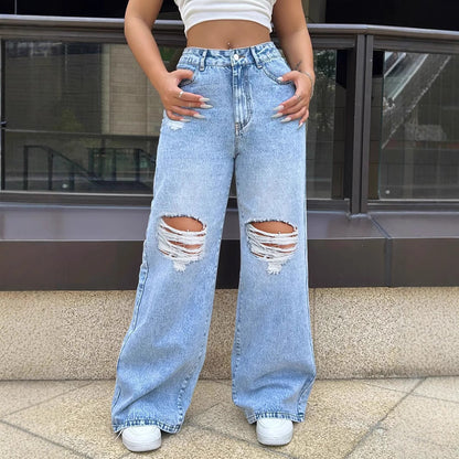 Women's High Waist Wide Leg Denim Jeans