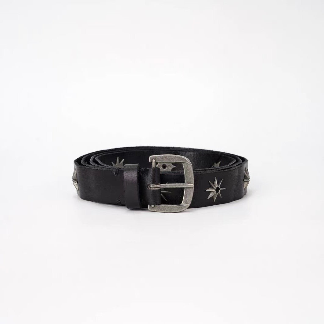 DIY Star Simple Black Retro Metal Men's Distressed Belt