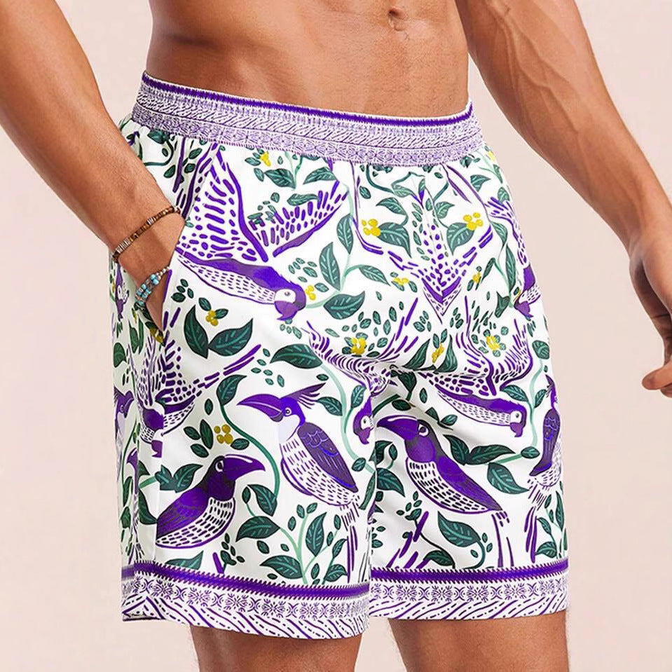Men's Pocket Decorative Four-sided Stretch 3d Printed Thin Youth Casual Shorts