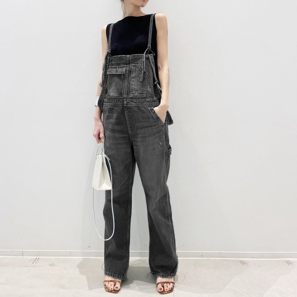 High Waist Casual Suspender Pants for Women – Japanese & Korean Style
