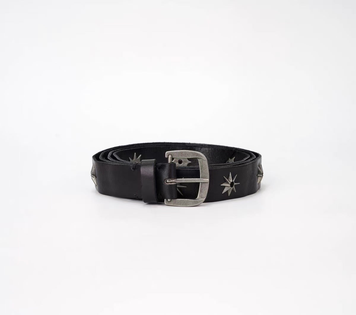 DIY Star Simple Black Retro Metal Men's Distressed Belt