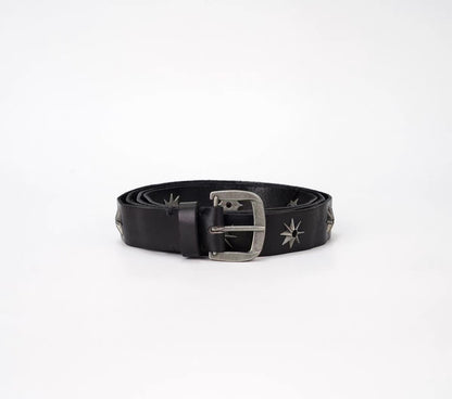 DIY Star Simple Black Retro Metal Men's Distressed Belt