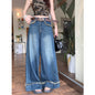 Mid Waist Straight-Leg Wide Leg Denim Jeans for Women