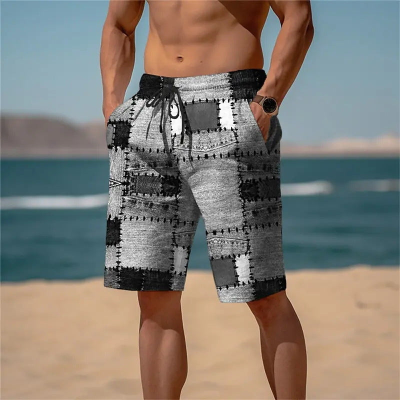 3D Plaid Men's Shorts Striking Plaid Pattern With Depth