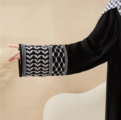 Keffiyeh Style Abaya with Crossbody Bag