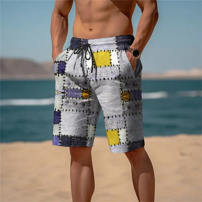 3D Plaid Men's Shorts Striking Plaid Pattern With Depth