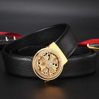 Good Luck Coming Men's Leather Belt Comfortable Click Belt Young Business