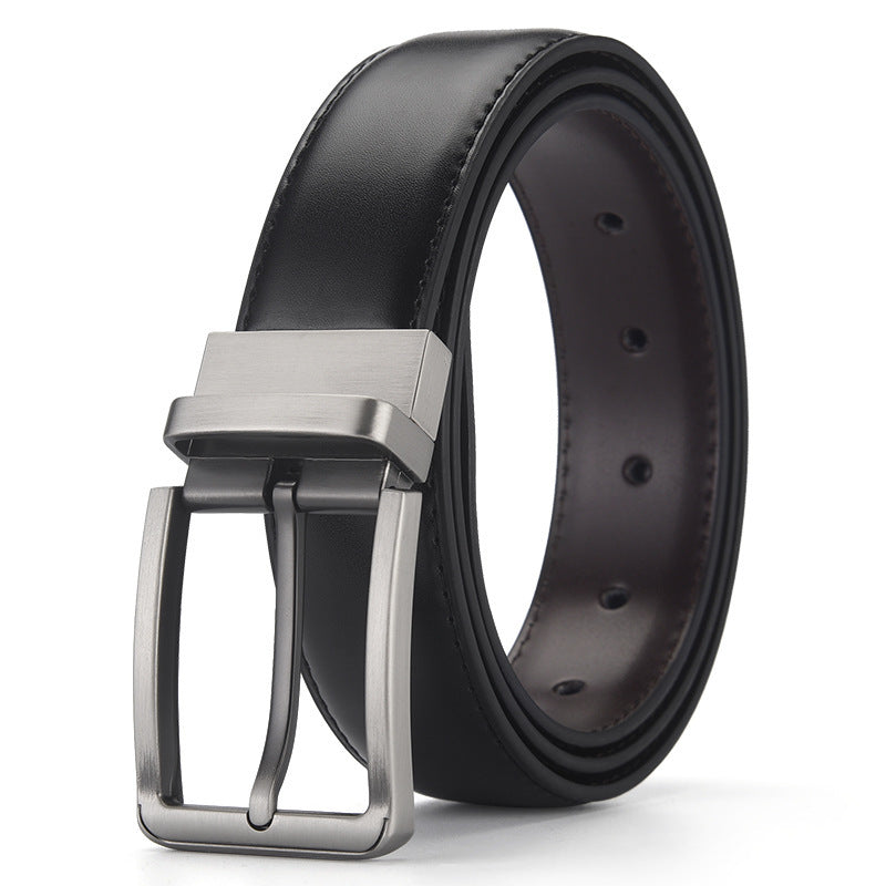 Gentleman Business Style Men's Leather Business Rotation Pin Buckle Belt