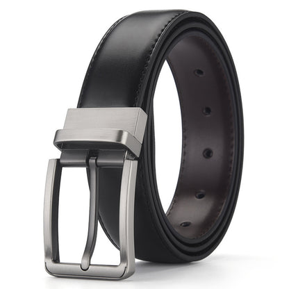 Gentleman Business Style Men's Leather Business Rotation Pin Buckle Belt