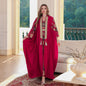 Embroidered Robe Abaya Light Luxury Evening Gown Two-piece Set