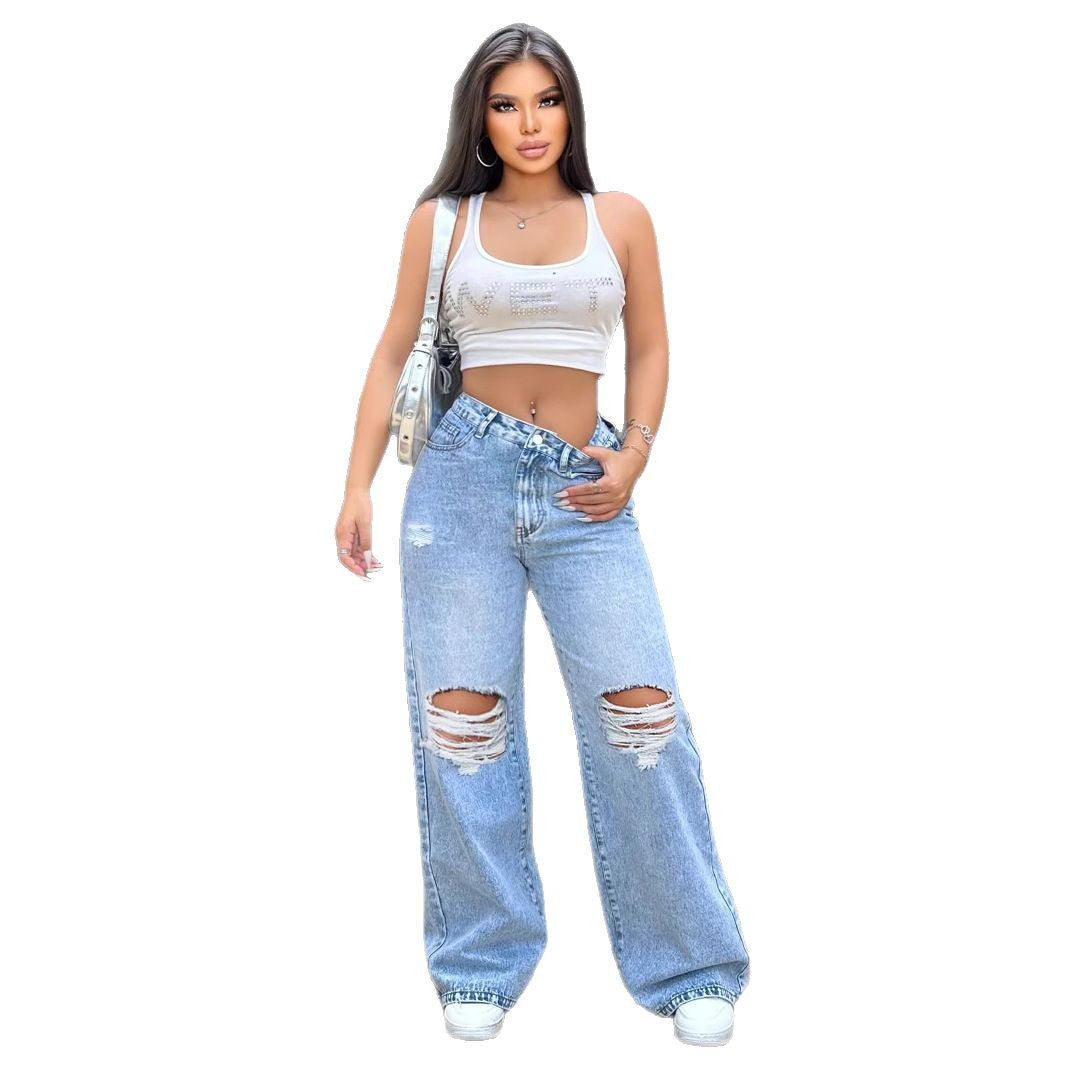Women's High Waist Wide Leg Denim Jeans