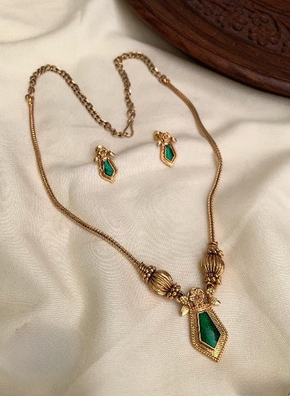 Palakka Pendant Set – Matte Gold Finish
