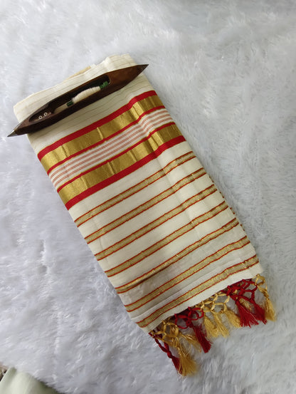 3 inch C/J cotton body jerry lines saree