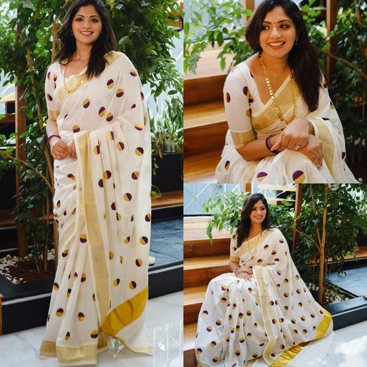 Cotton Polka dots saree