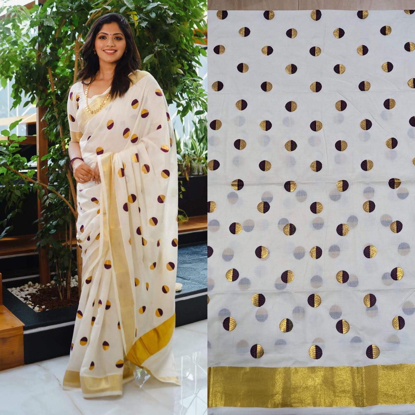 Cotton Polka dots saree