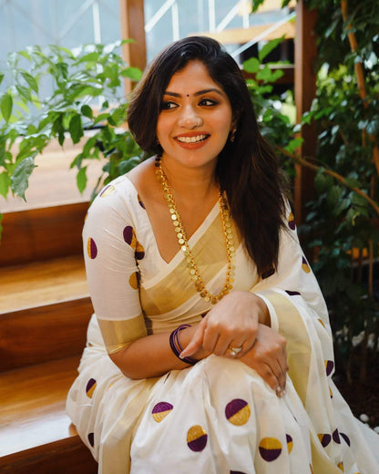 Cotton Polka dots saree