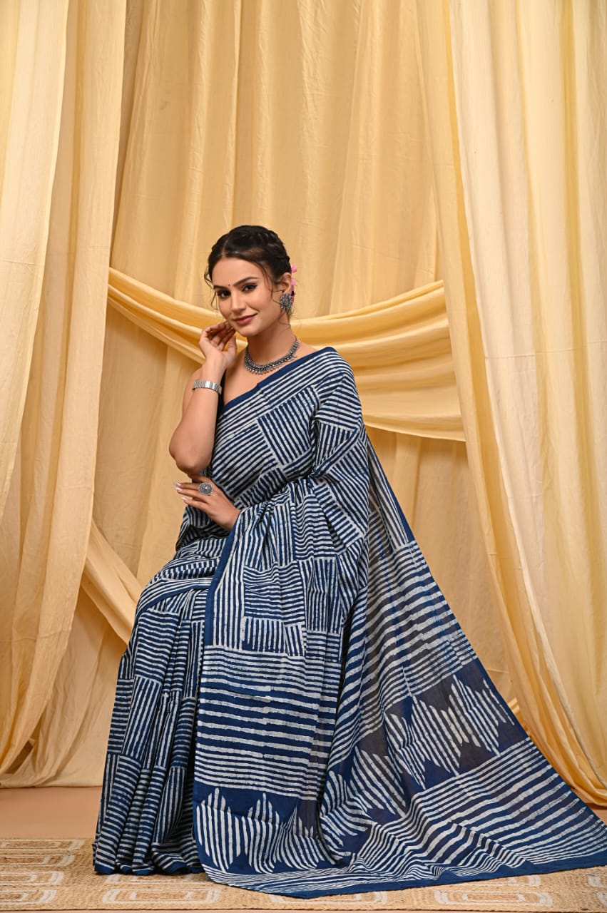 Cotton Mul Sarees – Indigo Special