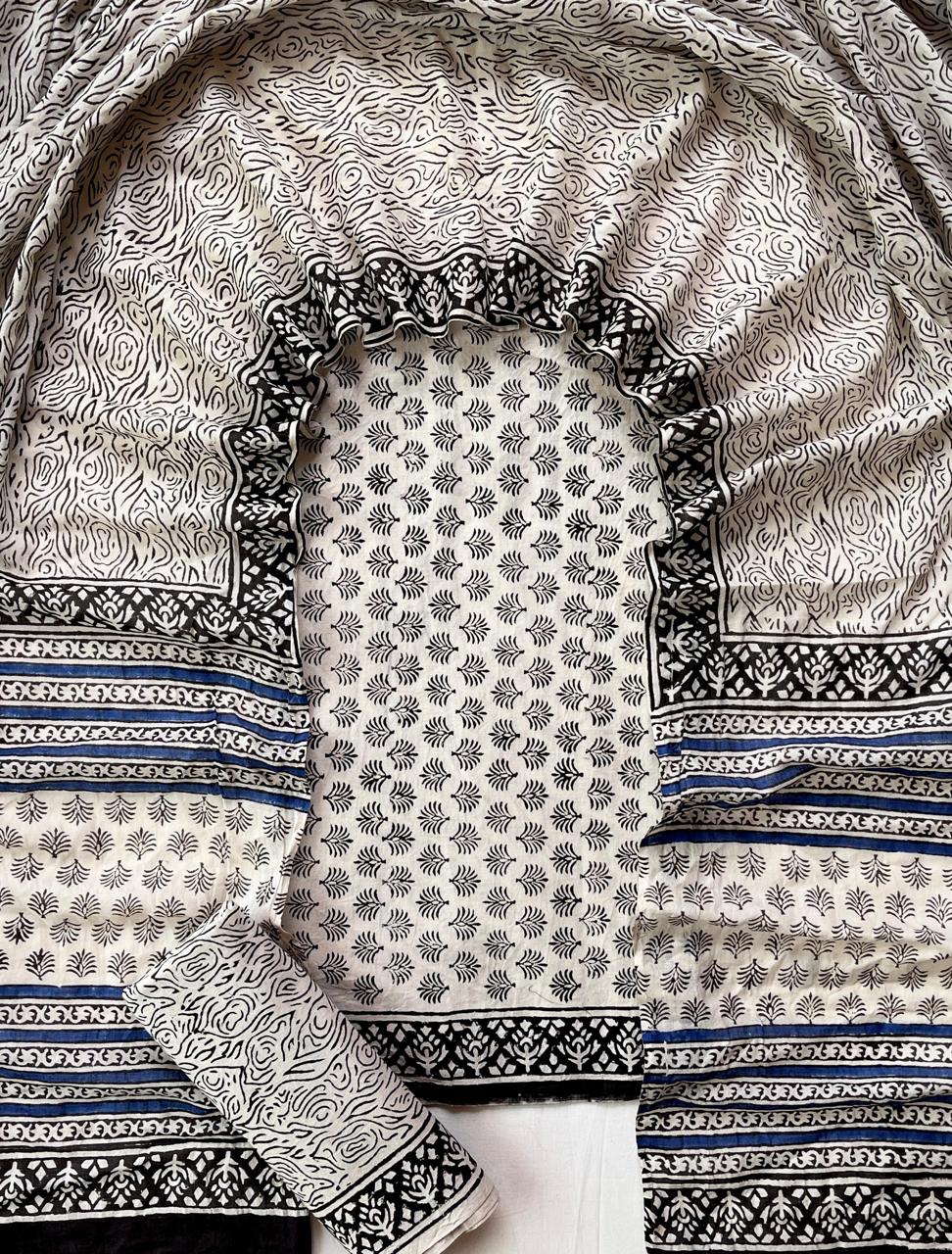 Hand Block Printed Cotton Suit Set (3-Piece)