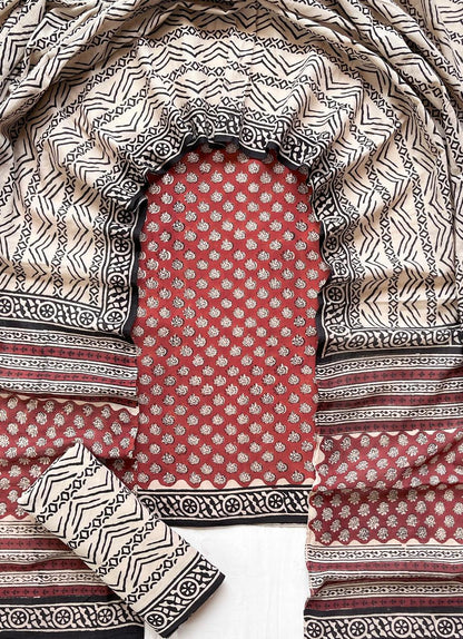 Hand Block Printed Cotton Suit Set (3-Piece)