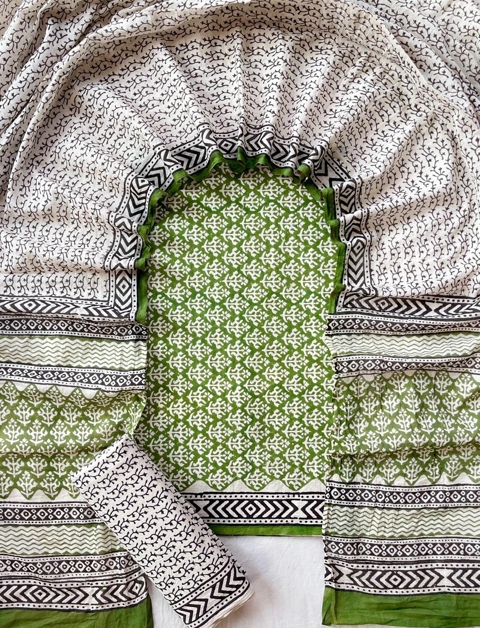 Hand Block Printed Cotton Suit Set (3-Piece)