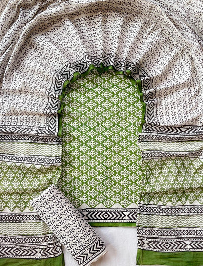Hand Block Printed Cotton Suit Set (3-Piece)