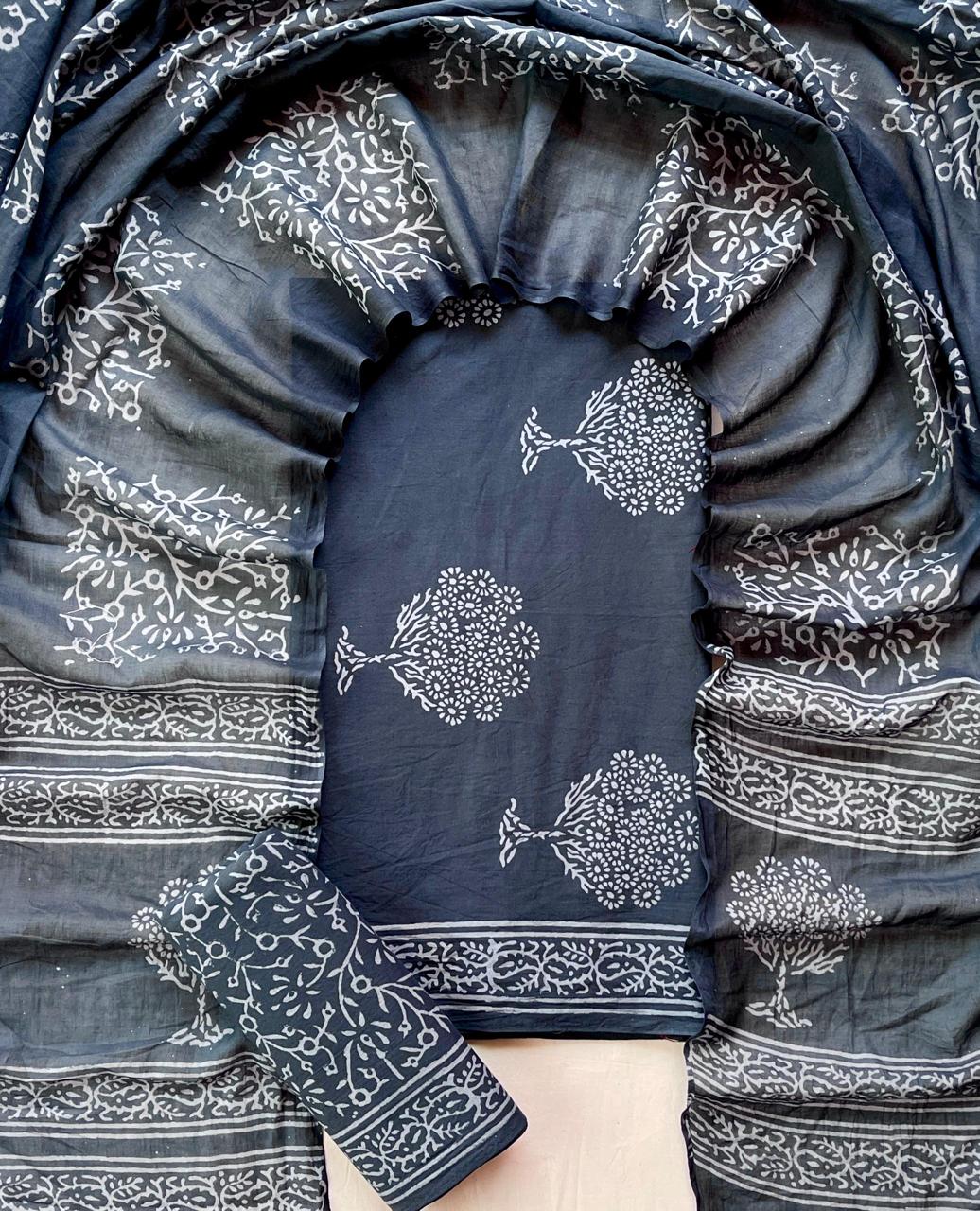 Hand Block Printed Cotton Suit Set (3-Piece)