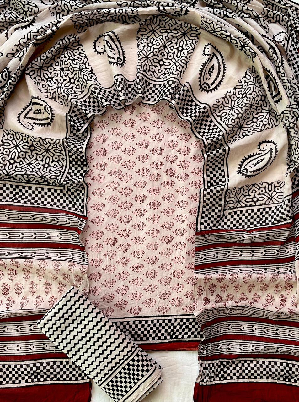 Hand Block Printed Cotton Suit Set (3-Piece)