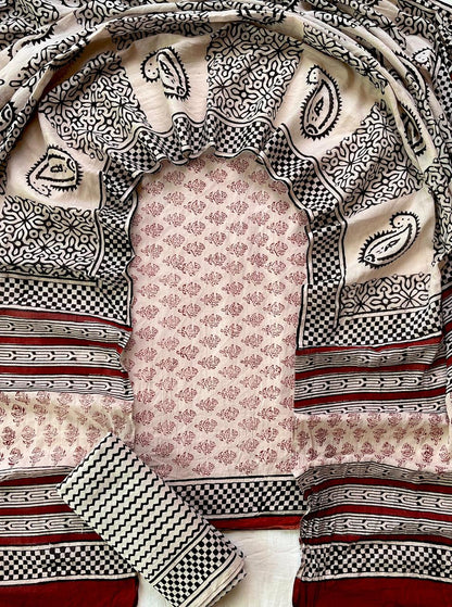 Hand Block Printed Cotton Suit Set (3-Piece)