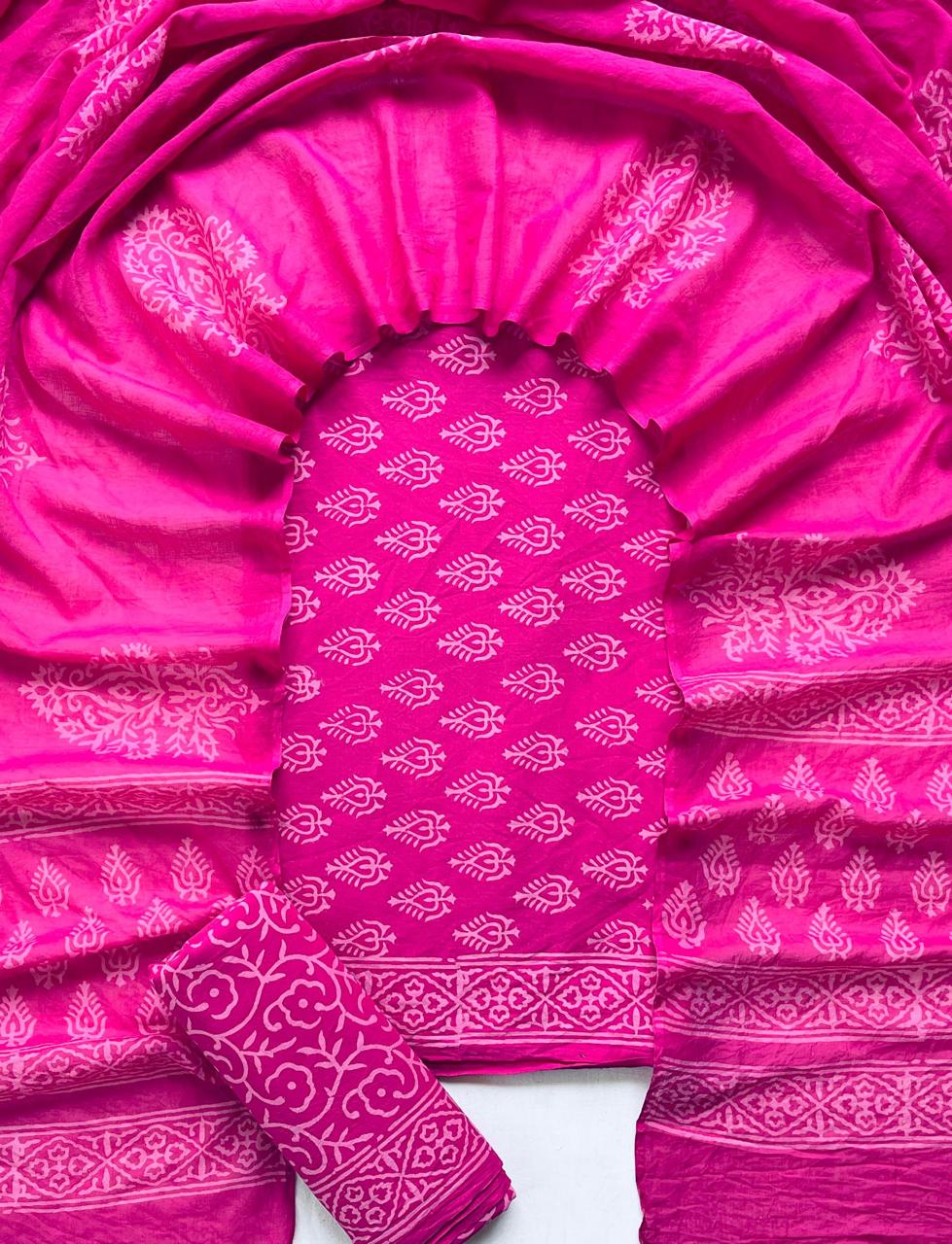 Hand Block Printed Cotton Suit Set (3-Piece)