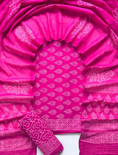 Hand Block Printed Cotton Suit Set (3-Piece)