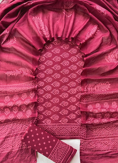 Hand Block Printed Cotton Suit Set (3-Piece)