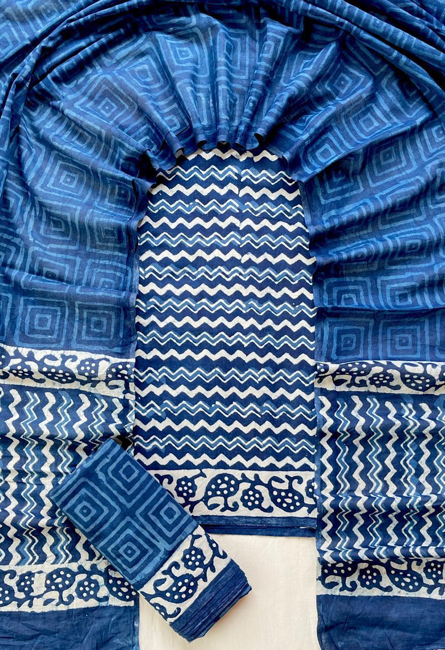 Hand Block Printed Cotton Suit Set (3-Piece)