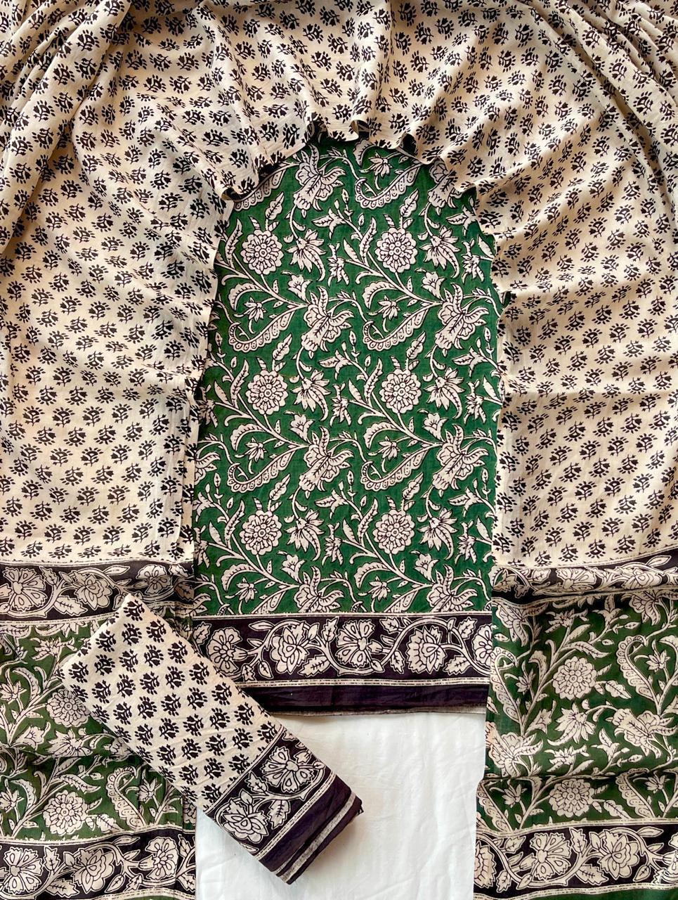 Hand Block Printed Cotton Suit Set (3-Piece)