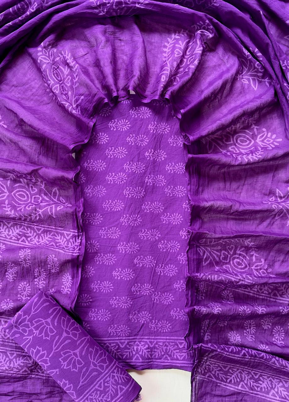 Hand Block Printed Cotton Suit Set (3-Piece)