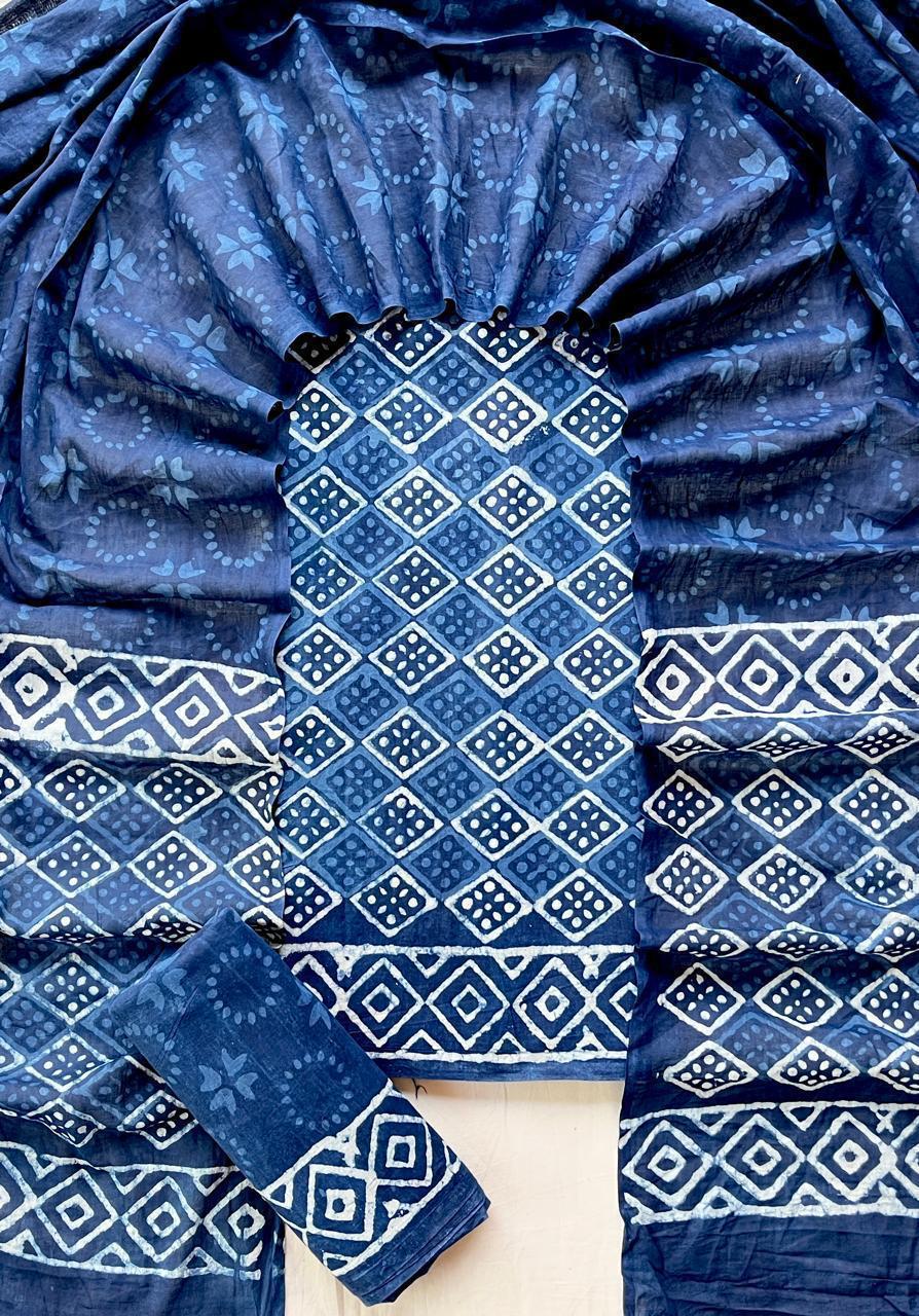 Hand Block Printed Cotton Suit Set (3-Piece)