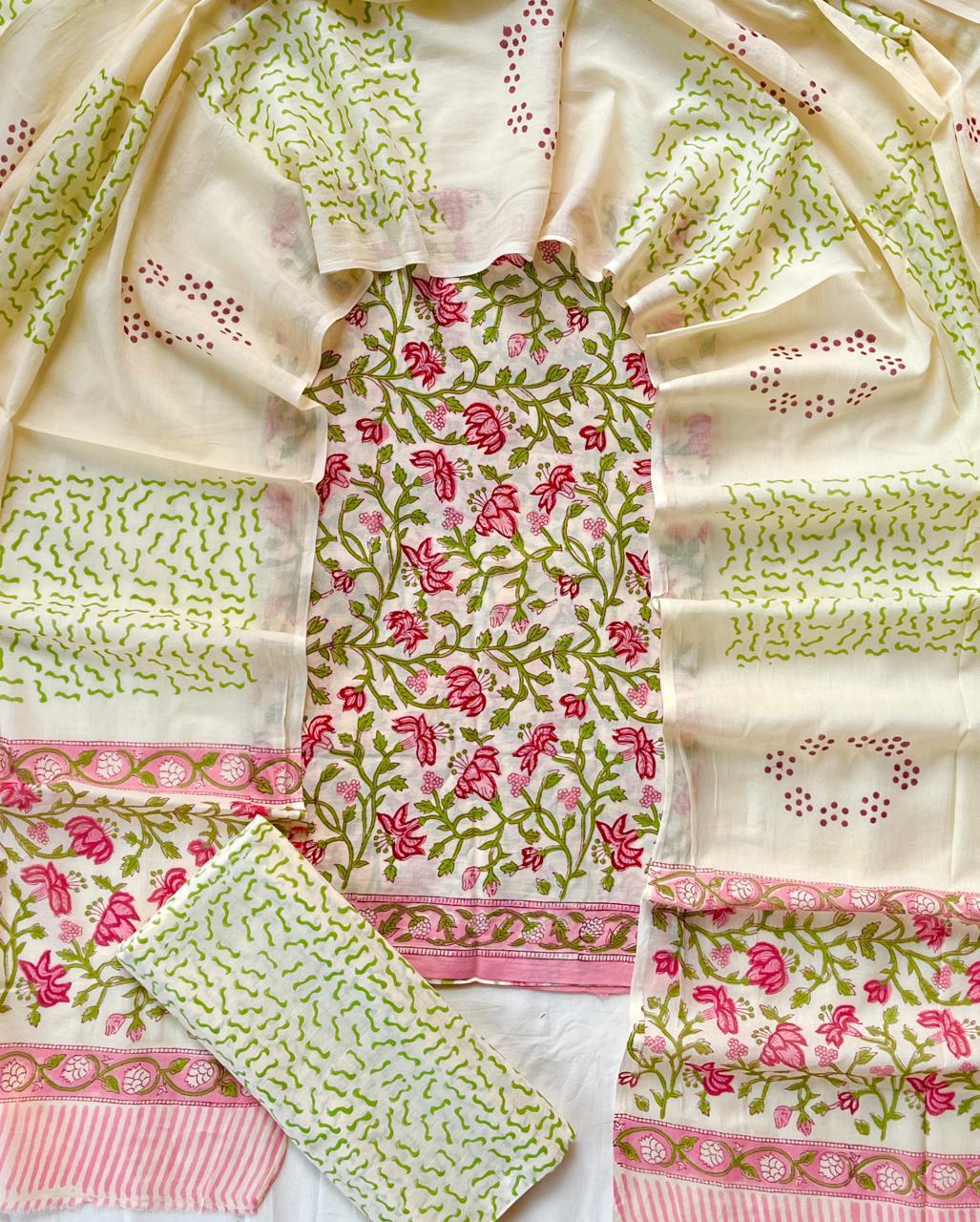 Hand Block Printed Cotton Suit Set (3-Piece)