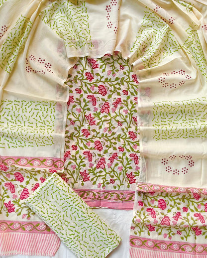 Hand Block Printed Cotton Suit Set (3-Piece)