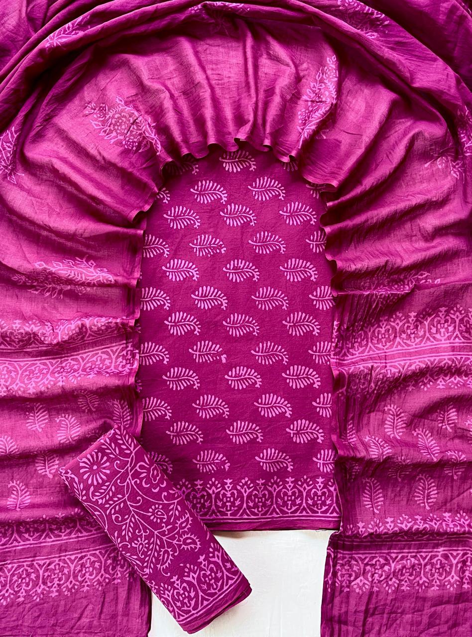 Hand Block Printed Cotton Suit Set (3-Piece)