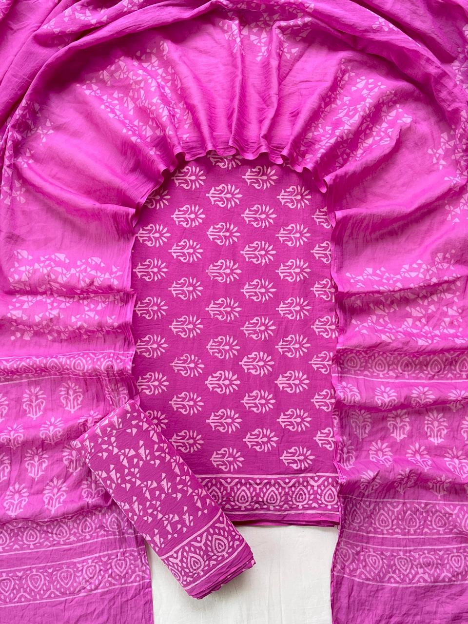 Hand Block Printed Cotton Suit Set (3-Piece)