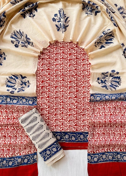 Hand Block Printed Cotton Suit Set (3-Piece)