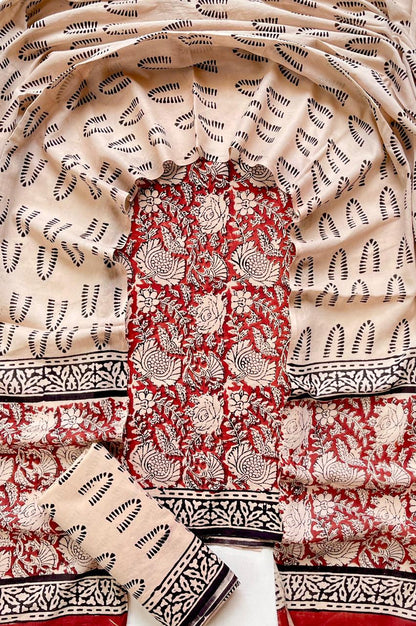 Hand Block Printed Cotton Suit Set (3-Piece)