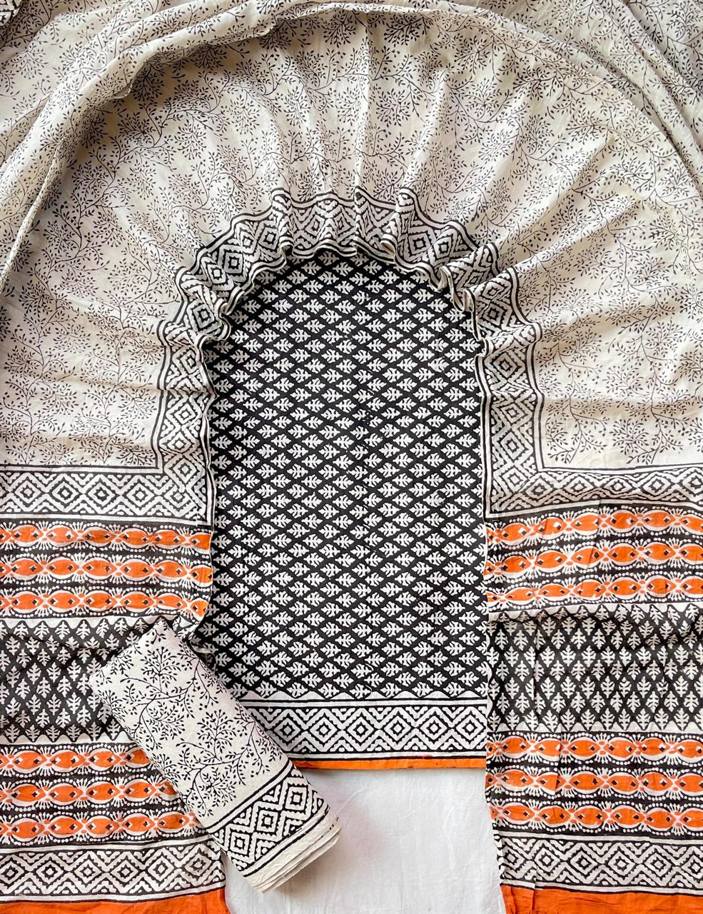 Hand Block Printed Cotton Suit Set (3-Piece)